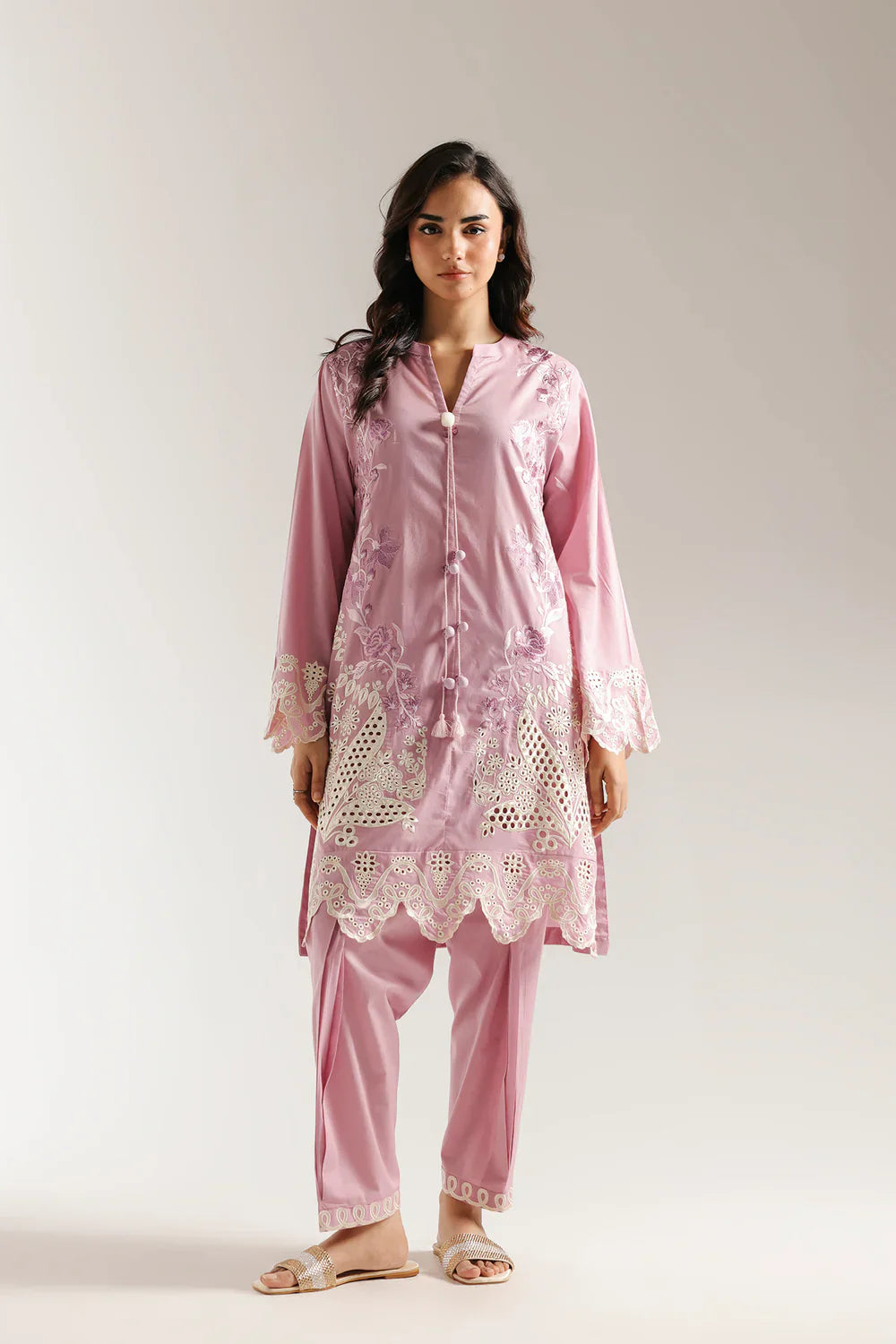 CANDY PINK EMBROIDERED SUIT