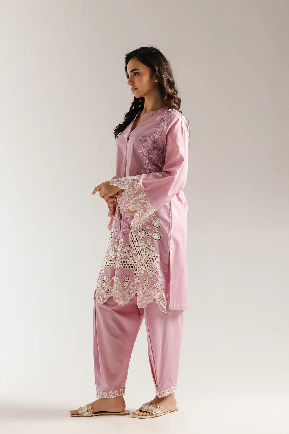 CANDY PINK EMBROIDERED SUIT