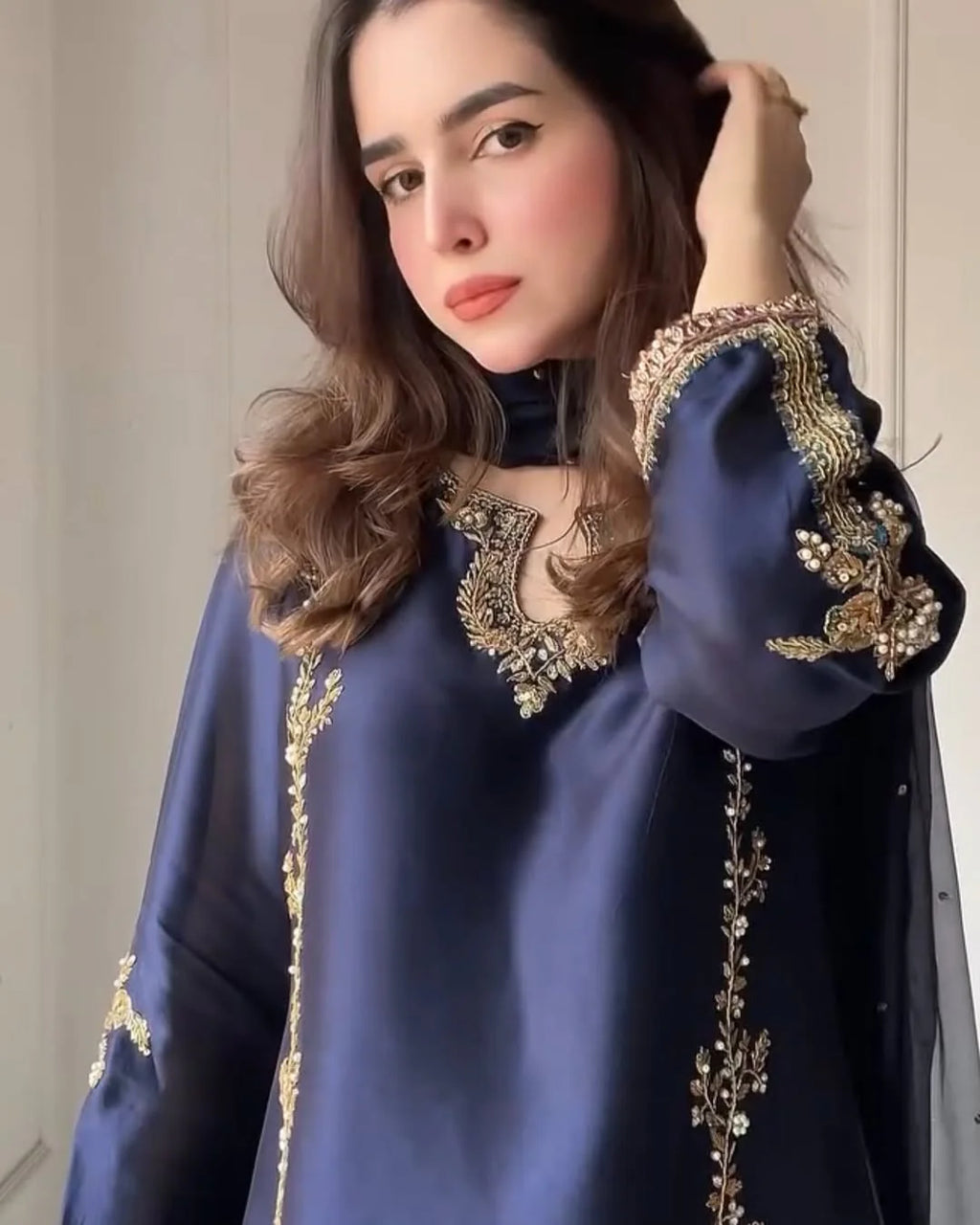 MIDNIGHT BLUE EMBROIDERED 3PC SUIT