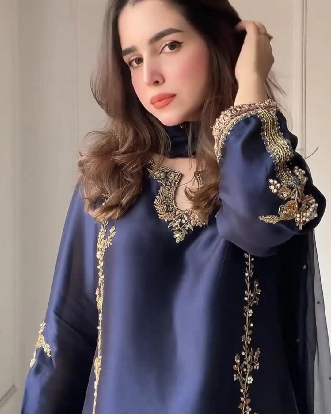 MIDNIGHT BLUE EMBROIDERED 3PC SUIT