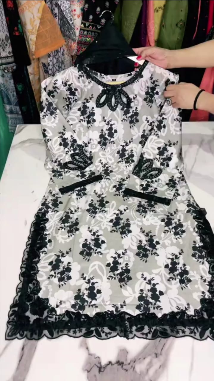 White Embroidered Embellished 3-Piece Dress