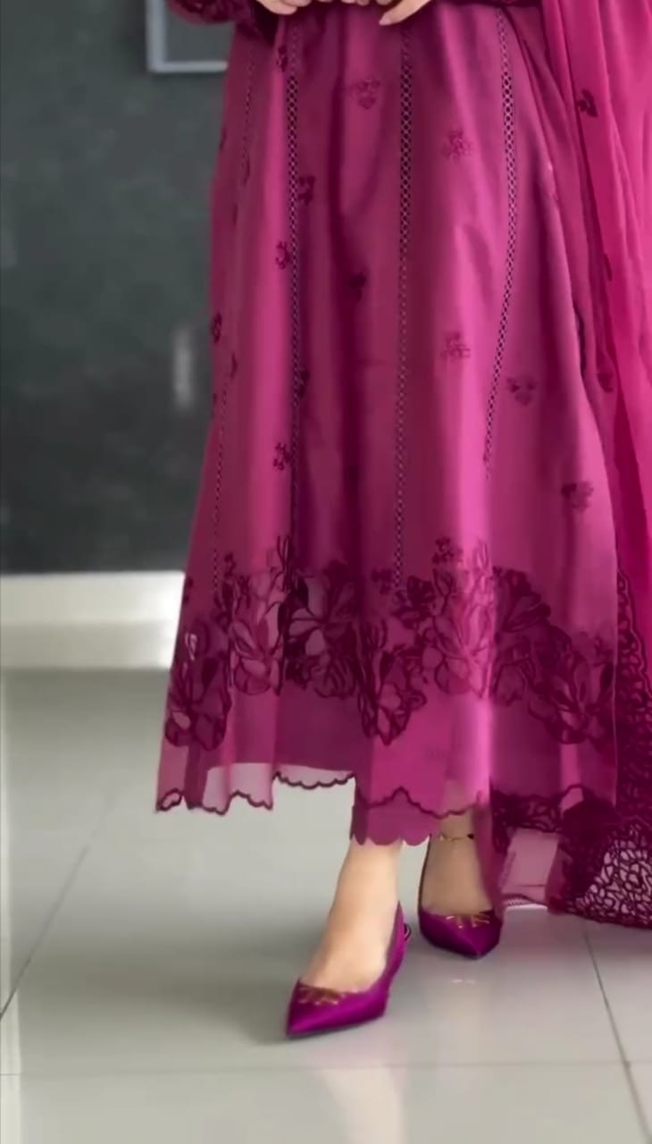 Purple Embroidered 3pc Suit