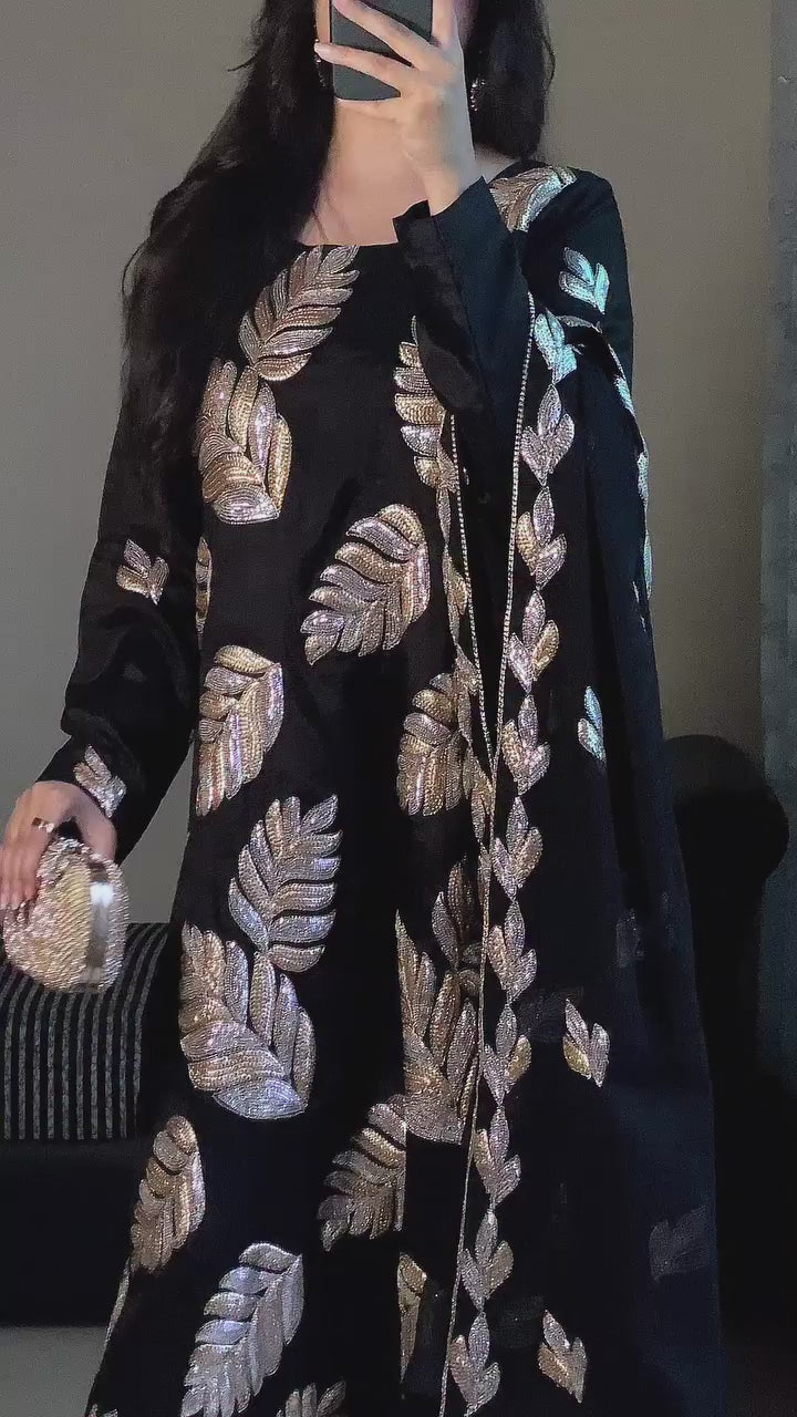 BLACK CRYISTAL FLOWER DRESS