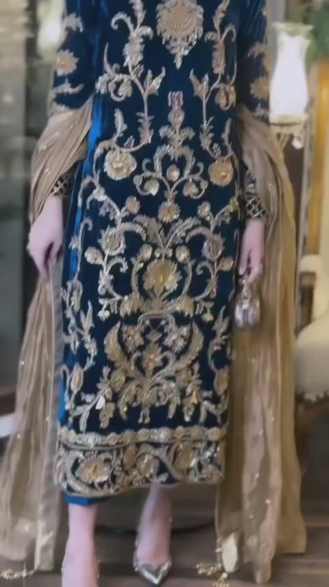 Luxury Festive 3-Pc Handwork Ensemble Suit