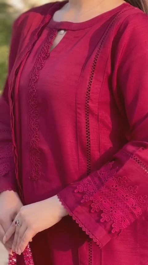 RED COLOR COTTON 3PC SUIT