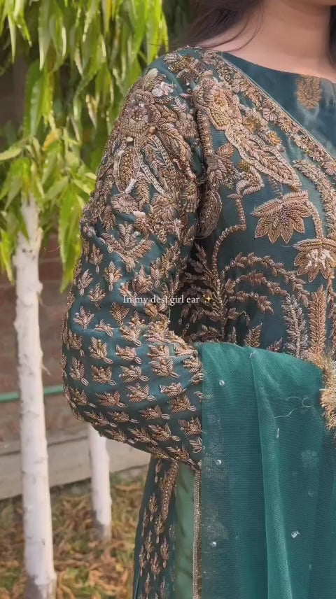 BLUE COLOR EMBROIDERED HANDWORK 3PC SUIT