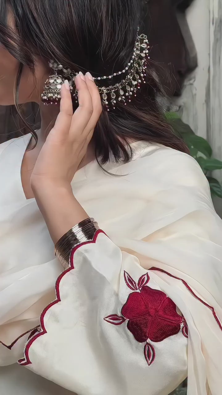 3PCS FLOWER EMBROIDERED SUIT