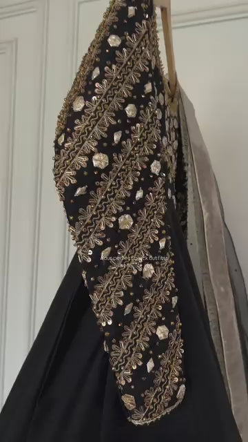 BLACK 3PC PC SUIT WITH GOLDEN COLOR EMBROIDERY