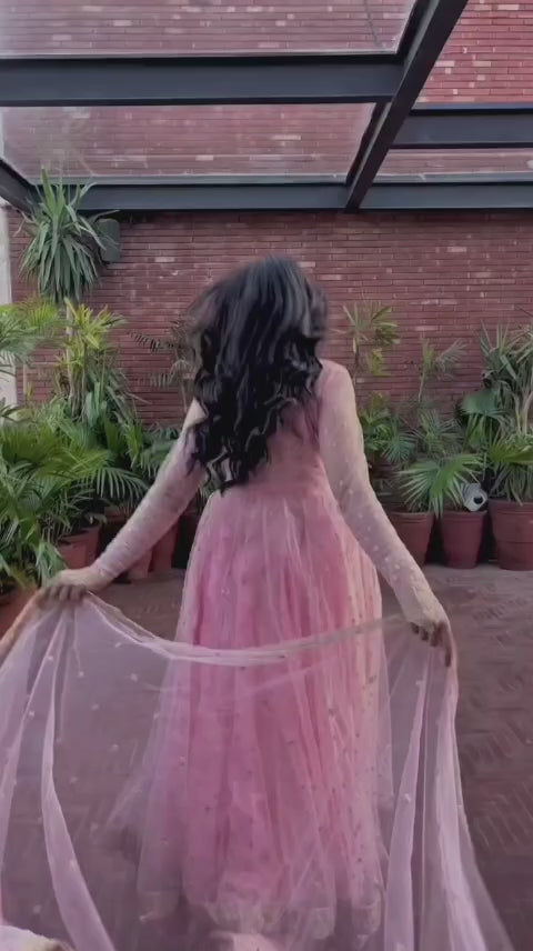 LILAC COLOR EMBROIDERED FROCK WITH DUPATTA AND TROUSER